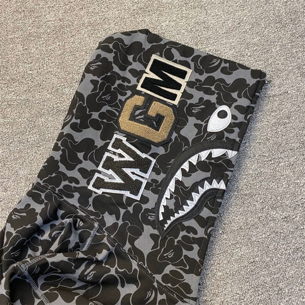 Bape Black and Gray Zip Up Sweater with Camouflage Design